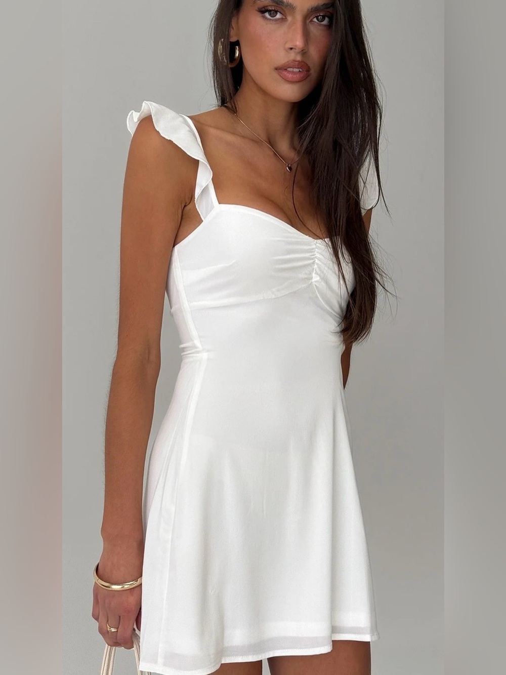 Princess Polly Landon White Ruffle Strap Midi Dress